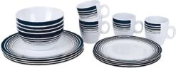 Bo-Camp - Servies - Classic - 16-Delig - Wit/Navy -Buitenkampeer Winkel 1200x466 2