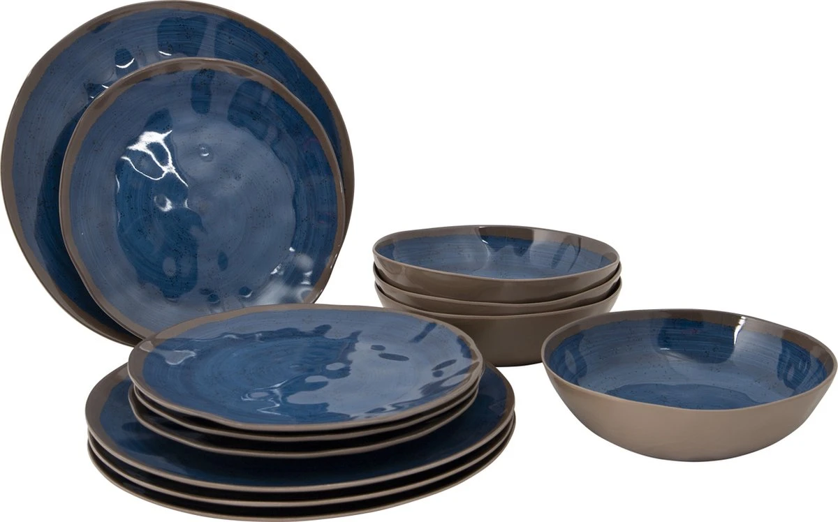 Bo-Camp Tableware Halo - Campingbord - 12-Delig - Blauw 1 Bo-Camp Tableware Halo - Campingbord - 12-Delig - Blauw
