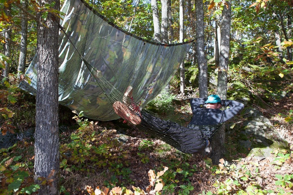 MacGyver® ‘3-in-1’ Tent | Tarp – Schaduwdoek – Hangmat | Strandtent | Outdoor-tent | Shelter | Vistent | 280 X 280 Cm | Camouflage | Waterdicht | Lichtgewicht 3 MacGyver® ‘3-in-1’ Tent | Tarp – Schaduwdoek – Hangmat | Strandtent | Outdoor-tent | Shelter | Vistent | 280 X 280 Cm | Camouflage | Waterdicht | Lichtgewicht - Afbeelding 3