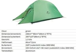 Cloud Up 1 Upgraded - Naturehike® - 1 Persoons Tent - Lichtgewicht Tent - Incl. Grondzeil - 210T 3000mm - Outdoor - Waterdicht - Hiking & Wandelen -Buitenkampeer Winkel 1200x830