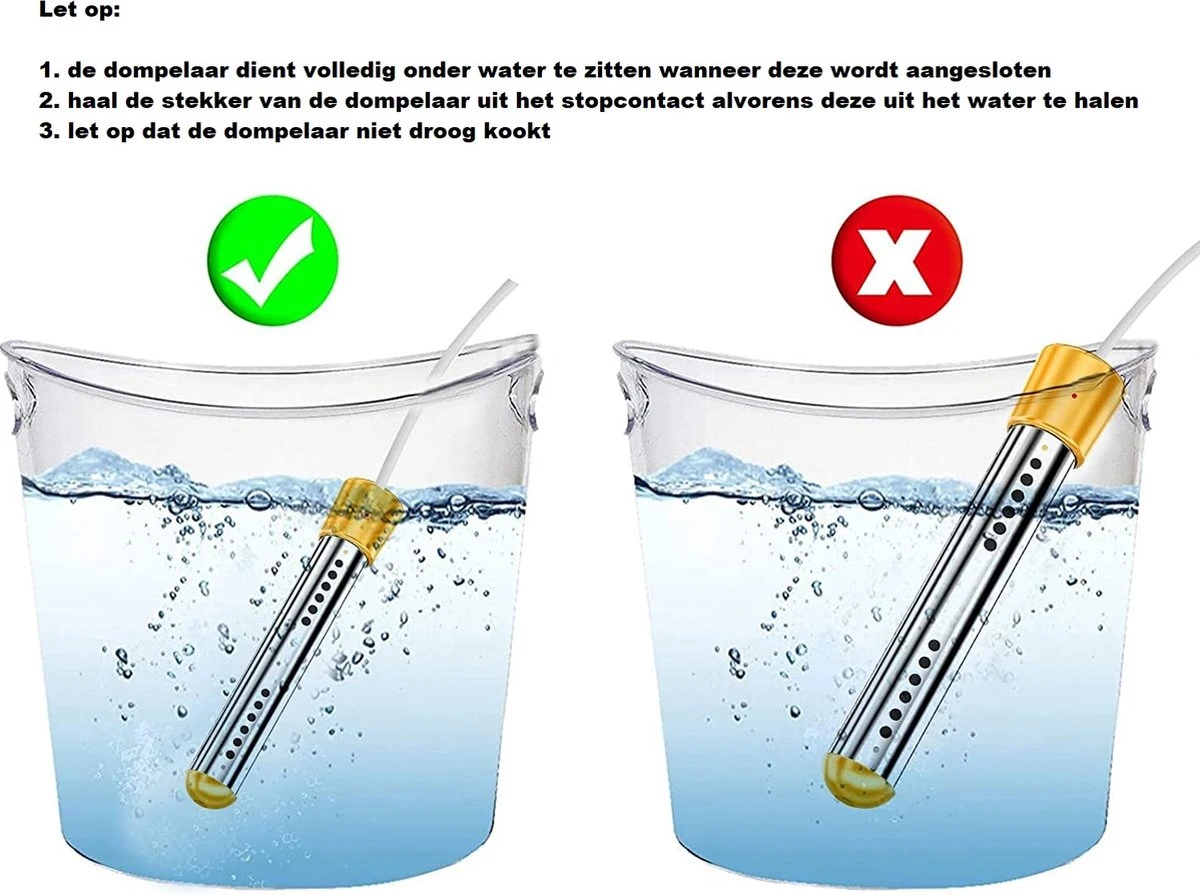 Dompelaar 2000W Incl. Thermometer & Staalspons - Reisdompelaar - Emmerdompelaar - Waterkoker - Camping - Kamperen - Outdoor 6 Dompelaar 2000W Incl. Thermometer & Staalspons - Reisdompelaar - Emmerdompelaar - Waterkoker - Camping - Kamperen - Outdoor - Afbeelding 6