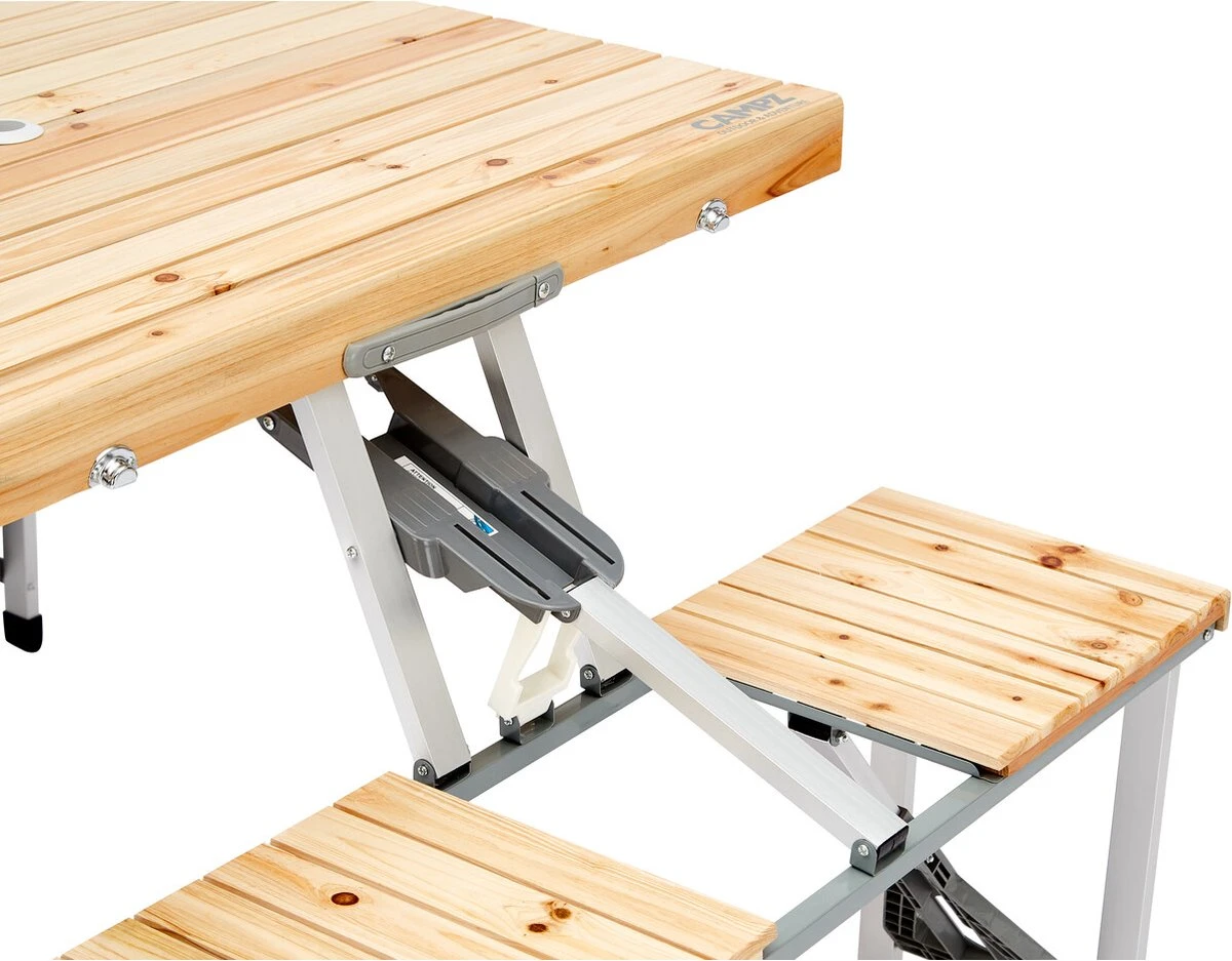 CAMPZ Fir Wood Picknicktafel, Bruin/grijs 7 CAMPZ Fir Wood Picknicktafel, Bruin/grijs - Afbeelding 7