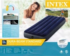 Intex Luchtbedset Intex Luchtbed - 1-Persoons - 76 X 191 X 25 Cm - Blauw + Intex Elektrische Pomp - 650 Liter/min + Hoeslaken Antraciet + Reparatieset -Buitenkampeer Winkel 1200x955 4