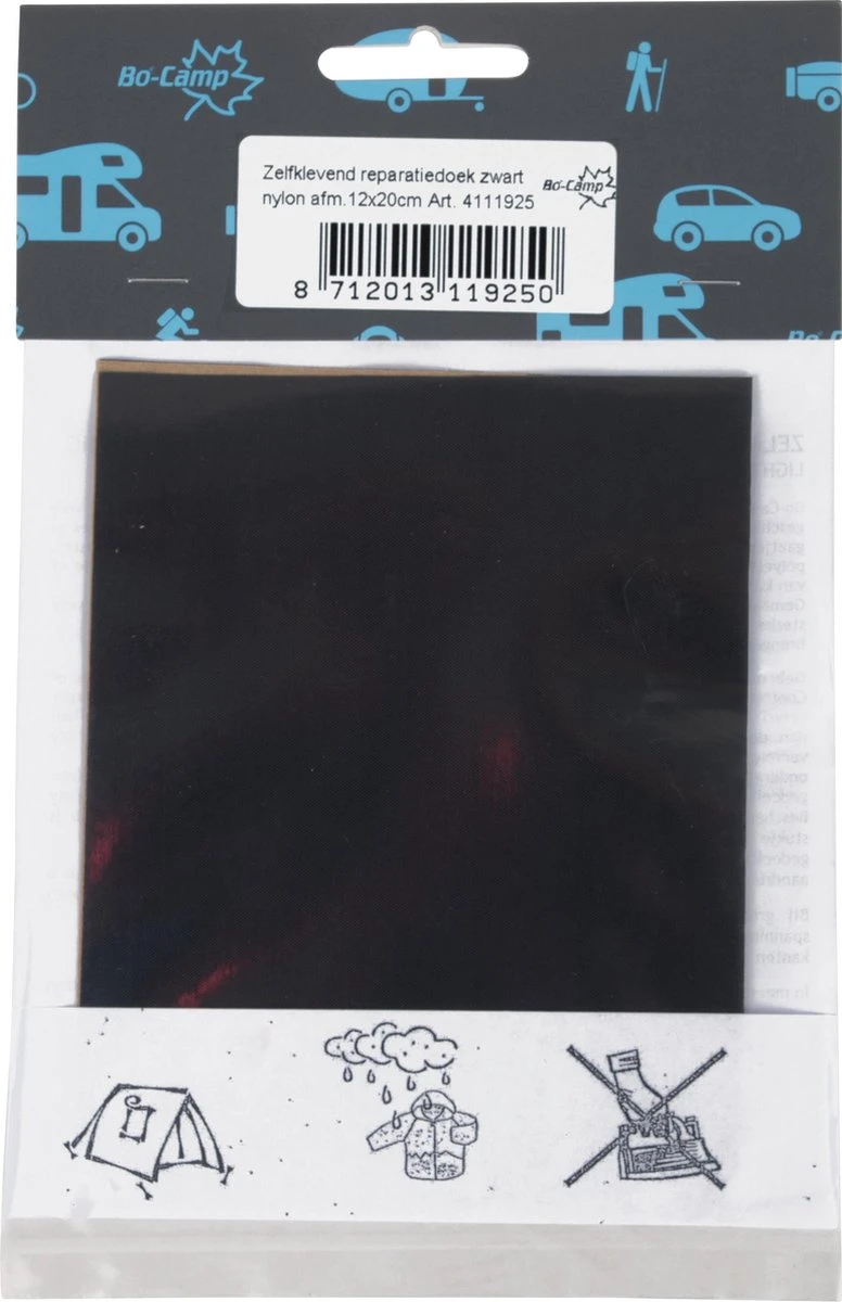 Bo-Camp Reparatiedoek - Zelfklevend - Nylon - Zwart 1 Bo-Camp Reparatiedoek - Zelfklevend - Nylon - Zwart