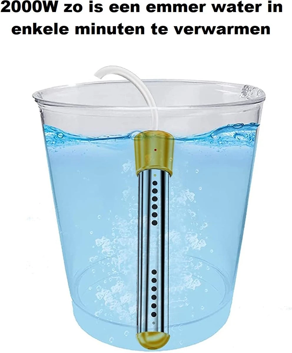 Dompelaar 2000W Incl. Thermometer & Staalspons - Reisdompelaar - Emmerdompelaar - Waterkoker - Camping - Kamperen - Outdoor 7 Dompelaar 2000W Incl. Thermometer & Staalspons - Reisdompelaar - Emmerdompelaar - Waterkoker - Camping - Kamperen - Outdoor - Afbeelding 7